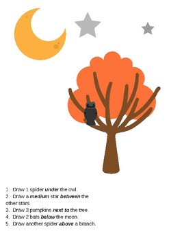 Preview of Halloween Positional Words Worksheet
