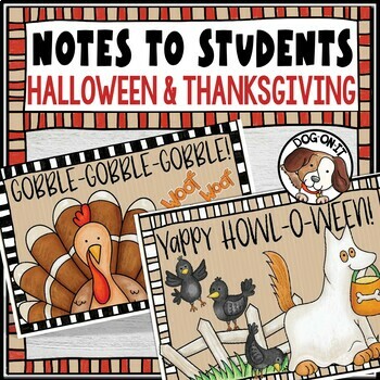 Preview of Thanksgiving Postcards and Cards Halloween Notes Puppy Dog Theme