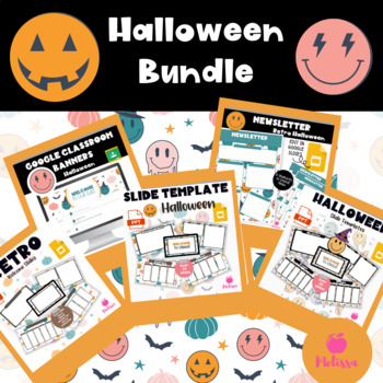 Preview of Halloween PowerPoint, Newletter, and Google Classroom Bundle