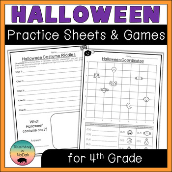 Preview of Halloween Practice Sheets for 4th Grade