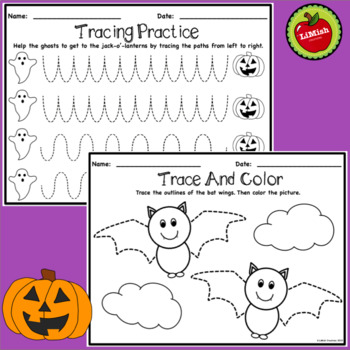 Halloween Pre-Writing Tracing Worksheets by LiMish Creations | TpT