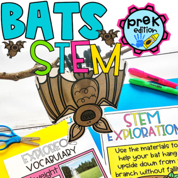 Preview of Halloween PreK STEM activity - Bat Preschool STEM lesson - October