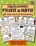 Halloween Prefix & Suffix Task Cards (48 total) & Worksheets!