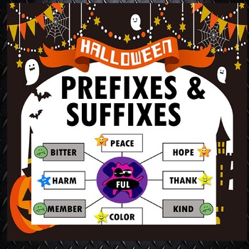 Preview of Halloween Prefix and Suffix Vocabulary PowerPoint Game