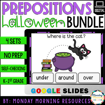 Preview of Halloween Preposition - Halloween Activity Positional Vocabulary Bundle