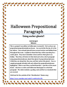 Preview of Halloween Prepositional Phrase paragraph