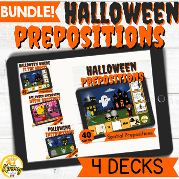 Preview of Halloween Prepositions Boom Cards Bundle