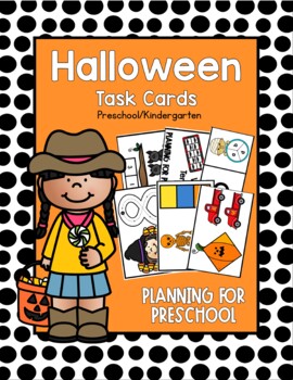 Preview of Halloween Preschool/Kinder Task Box Cards