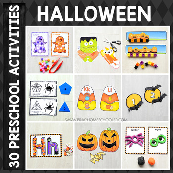 Preview of Halloween Preschool/ Kindergarten Unit - Math and Literacy Centers
