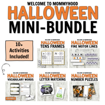 Preview of Halloween Preschool Math and Literacy Centers Bundle