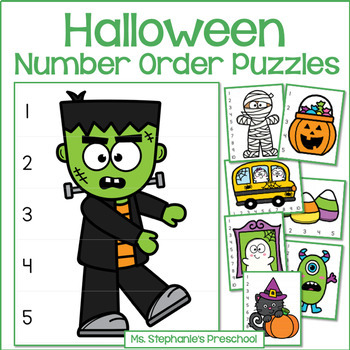 Preview of Halloween Preschool Number Order Puzzles