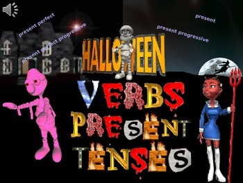 Preview of Halloween Present Tense Verbs With Spelling Rules