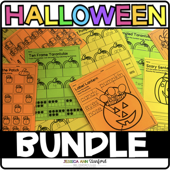 Preview of Halloween Printable Activities Bundle - Reading, Writing, Math, & Craft