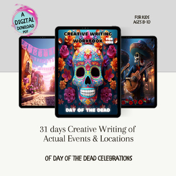 Preview of Halloween Printable of Day of the Dead Creative Writing Workbook, for Kids