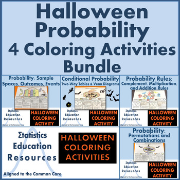 Preview of Halloween Probability Coloring Activities Bundle (4 Activities) (Common Core)