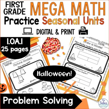 Preview of Halloween Math Activities   1.OA.1 |  1st Grade Word Problem Solving Worksheets