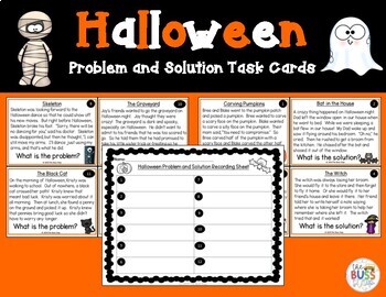 Preview of Halloween Problem and Solution Task Cards