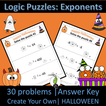 Preview of Halloween Properties of Exponents | Logic Puzzles | Algebra 1