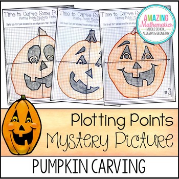 Preview of Halloween Math Activity Pumpkin Carving Plotting Points - Mystery Picture
