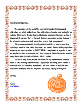 Preview of Halloween Pumpkin Carving Technical Writing Essay Package