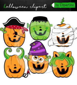 Preview of Halloween Pumpkin Clip art/ Cute Halloween Clip art commercial use