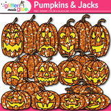 Halloween Pumpkin Clipart: Cute Glitter Jack O Lantern Cli