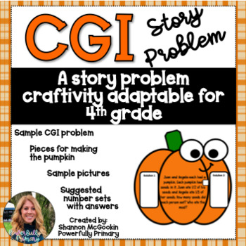 Preview of Halloween Pumpkin Craftivity 4th Grade | CGI Word Problem | Story Problem