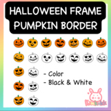 Halloween Pumpkin Frame, Jack-o'-lantern Border Clip Art -