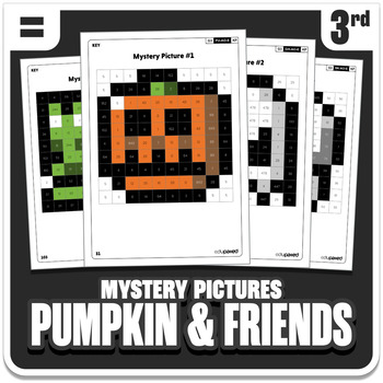 Preview of Halloween - Pumpkin & Friends Math Mystery Pictures Grade 3: Operations