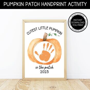 Preview of Halloween Pumpkin Handprint Footprint Toddler Baby Printable Craft | Homeschool
