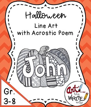 Preview of Halloween Pumpkin Line Art and Poetry