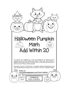 Preview of Halloween Pumpkin Add Within 20! Halloween Pumpkin FUN! (black line)