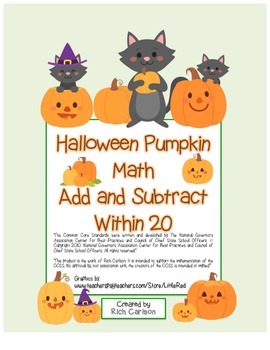 Preview of Halloween Pumpkin Math Addition & Subtraction Within 20! (color & black line)
