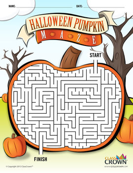 Preview of Halloween Maze - Pumpkin Maze - B&W Print Ready