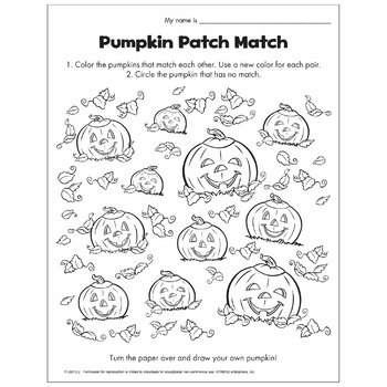 Halloween Pumpkin Patch Matching Coloring Activity Free Printable