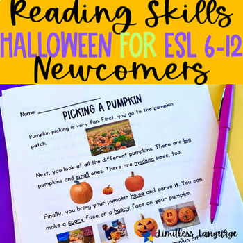 Preview of Halloween Pumpkins ESL Newcomer Reading Comprehension and Activities