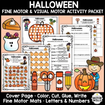 Preview of Halloween Pumpkins - Fine Motor & Visual Motor - Color, Write, Cut, Glue