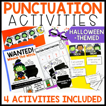 Preview of Halloween Punctuation Activities for October Write The Room and Centers