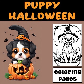 Preview of Halloween Puppy Cartoon Baby Dog coloring pages