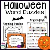 Halloween Puzzle Activities -  Cryptogram and Hink Pinks -