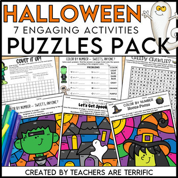 Preview of Halloween Puzzle Pack Color-by-Number, Word Searches, and More!