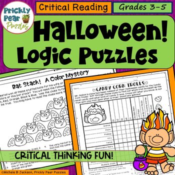 Preview of Halloween Logic Puzzles - Critical Thinking Activities for Grades 3 4 5