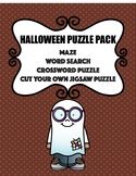 Halloween Puzzle Pack!  Word Search, Crossword, Maze, Cut 