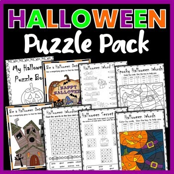 Halloween Puzzles Activities Pack October Centers Early