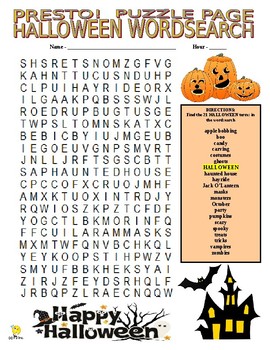 Halloween Puzzle Page (Wordsearch and Criss-Cross) by PRESTO Puzzle Pages