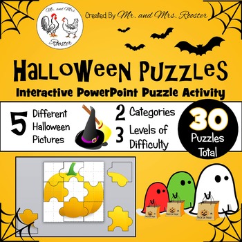 Preview of Distance Learning Halloween Puzzles - Google Slides Puzzles PK-8