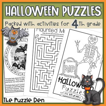 Halloween Puzzles for Fourth Graders Mini Book by The Puzzle Den