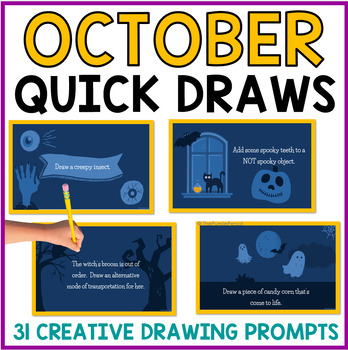 Preview of Halloween Quick Draw October Brain Breaks Elementary Art Library Makerspace