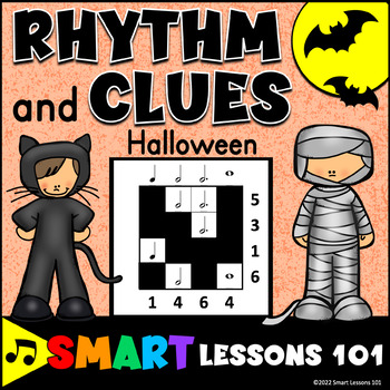 Preview of Halloween RHYTHM & CLUES Music Math Rhythm Worksheets: Music Math Logic Puzzles