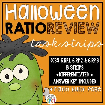 Preview of Halloween Ratio Review Task Strips CCSS 6.RP.1, 6.RP.2 & 6.RP.3 Aligned**